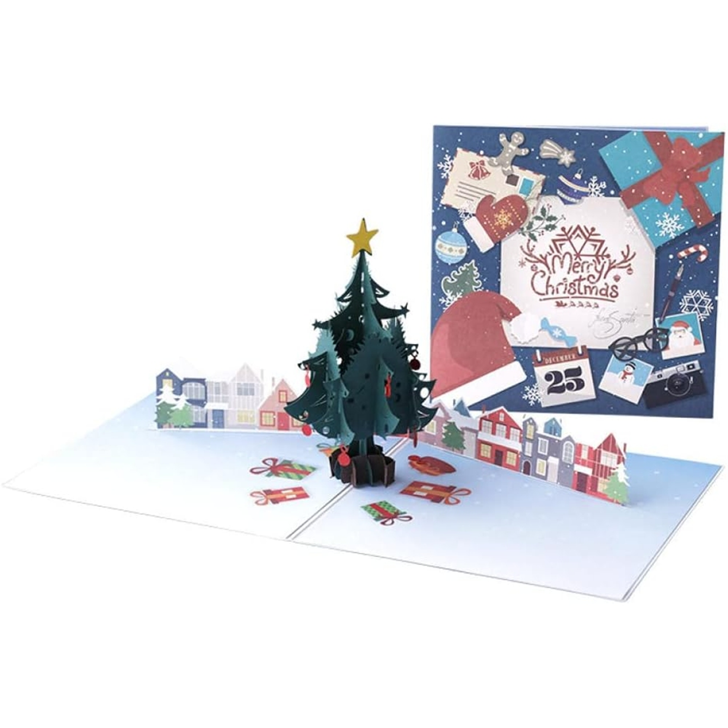 Brightfeel Festive City Glow 3D Pop Up Christmas Card - White