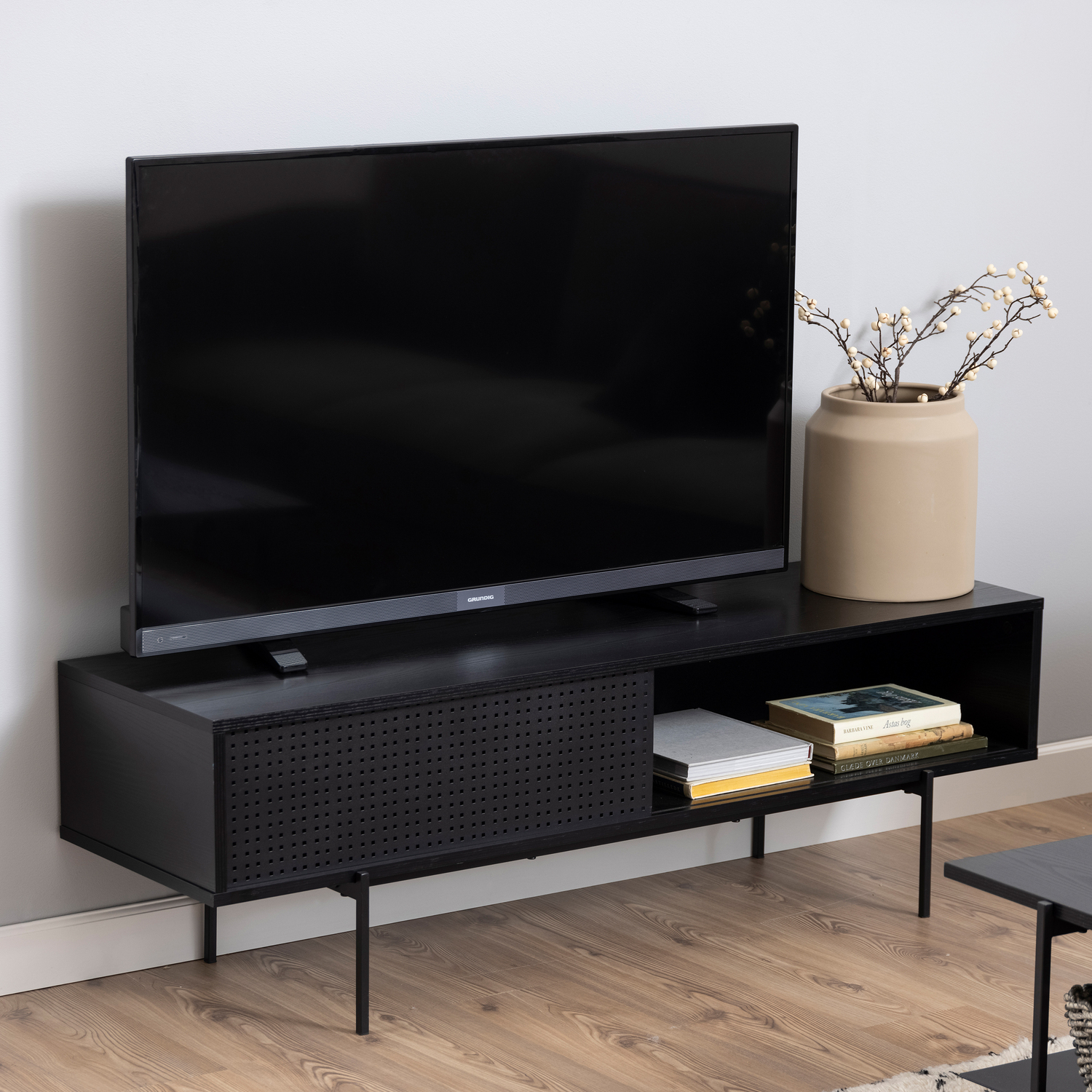 Indoor Furniture Group Angus TV Unit - Black Ash Black - 1 Sliding Door - 140cm Wide - Image 4