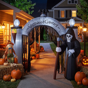 7ft Halloween Inflatable Cemetery Arch with LED Lights