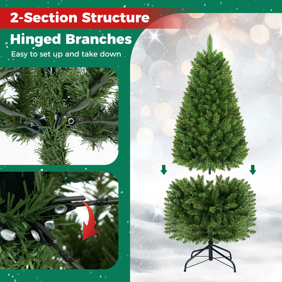 Costway 5 FT Pre lit Christmas Tree Home Party Holiday