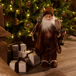 Hazel Fur Standing Santa Decoration