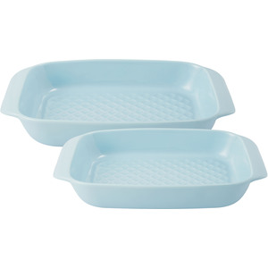 2pc Set, 1.25L and 2L Oven-to-Table Roasting Dishes with Easy-Grip Handles, Sky Blue, 23cm and 30cm