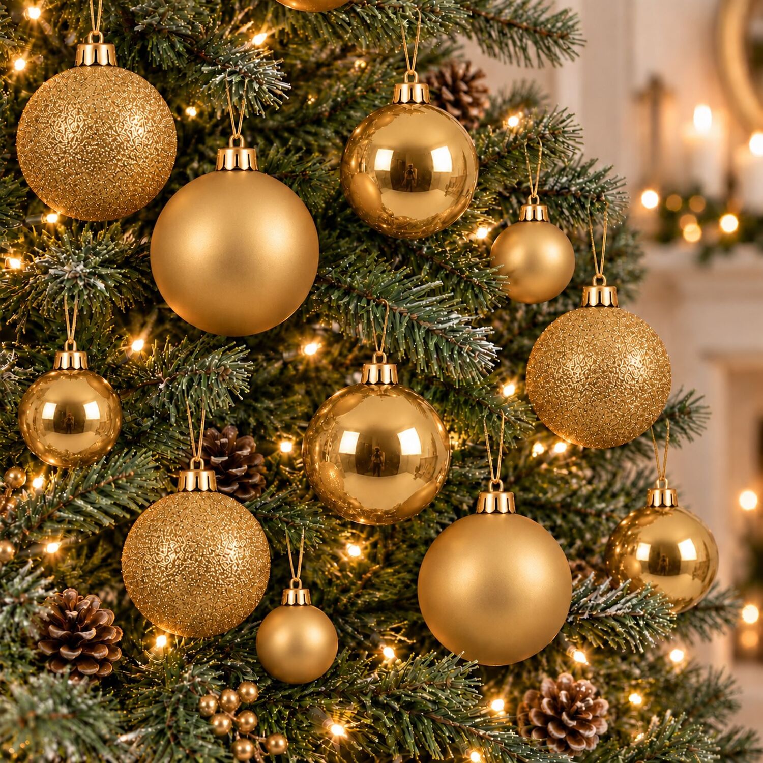 B&Q -  30 Gold Baubles Shatterproof Christmas Tree Hanging Decoration - Image 3