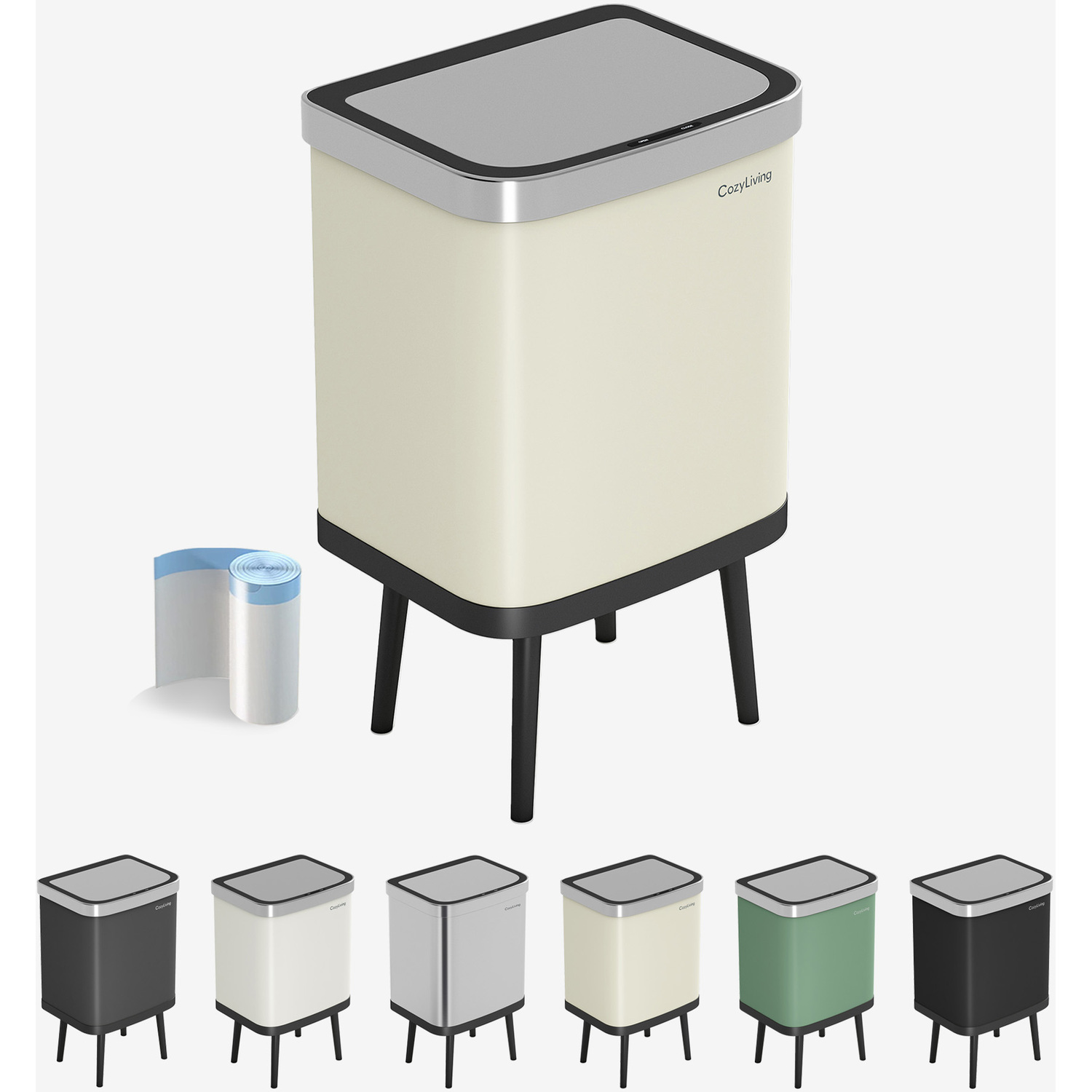 Mcc Direct Cozyliving 35L Automatic Sensor Waste Bin - Hands-Free Motion Activated Kitchen Bin A - Beige