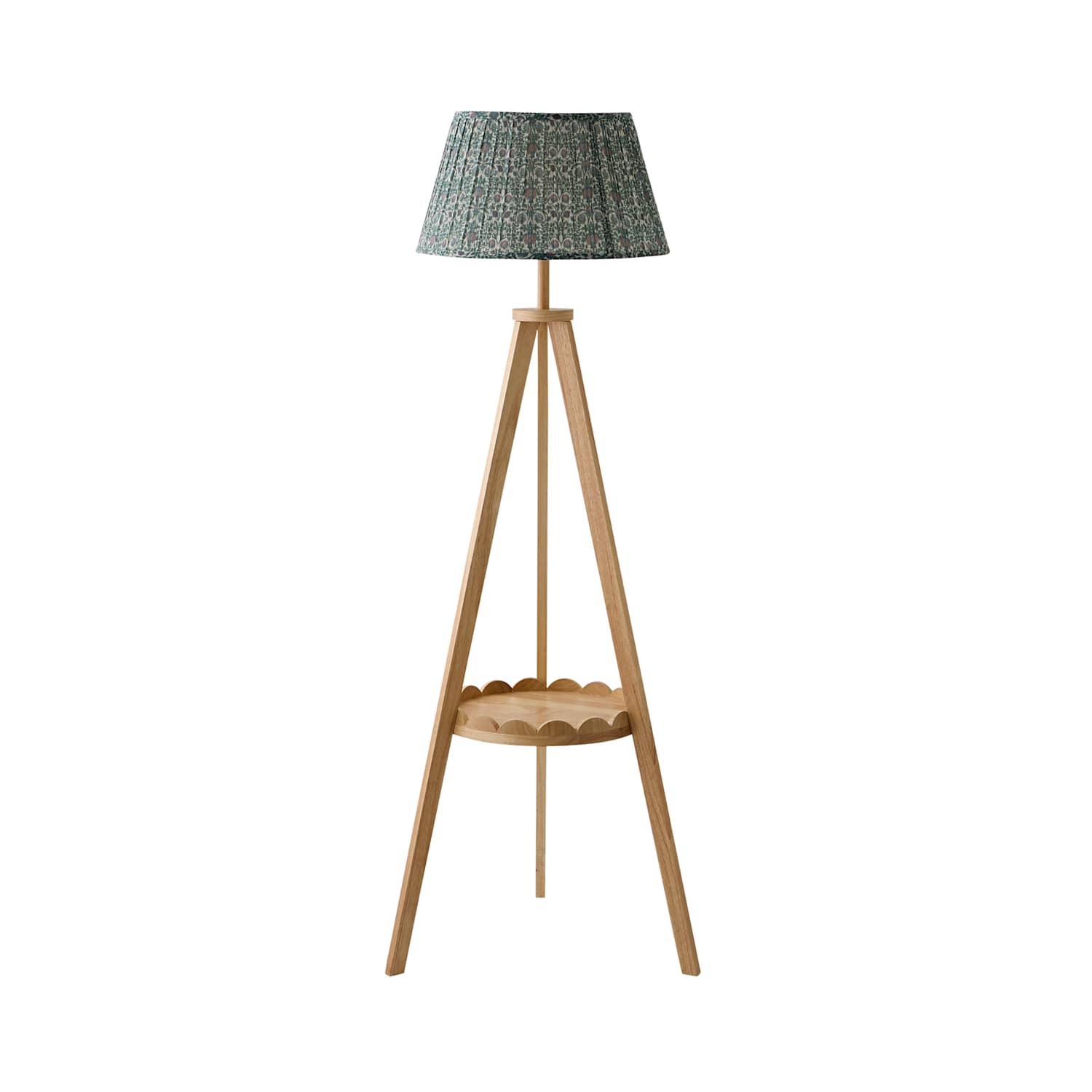 Morrigan Floral Pleated Shade Scallop Tripod Floor Lamp With Bulb Pink Valuelights - Image 4