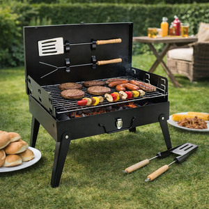 Portable Charcoal BBQ Grill with Accessories Folding Design