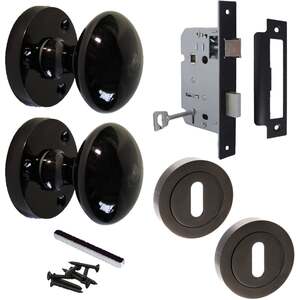 Betley Butterfly Victorian Mortice Door Knob, Black Nickel