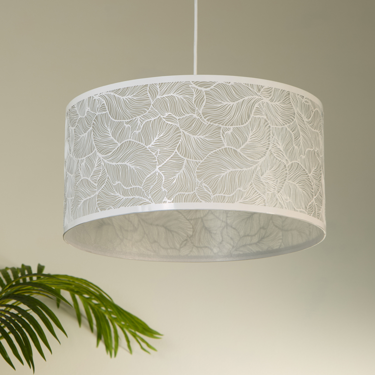 Lighting Collection Metal Leaf Easy Fit Lampshade - Silver - 40cm - Image 2