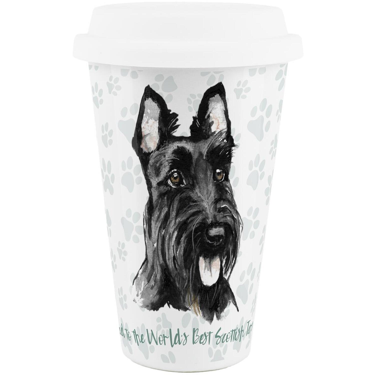 Purely Home Dad To The World's Best Scottish Terrier Ceramic Travel Mug - White