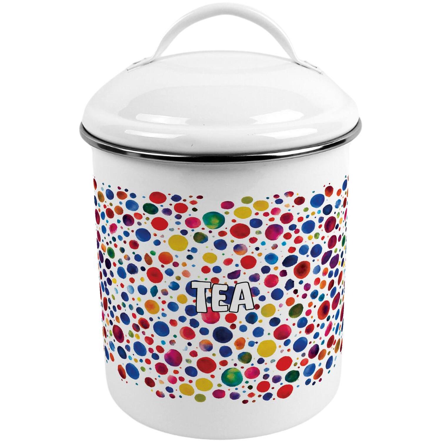 B&Q - Paint Dots Tea CanisterMetal Kitchen Storage Container - Image 2