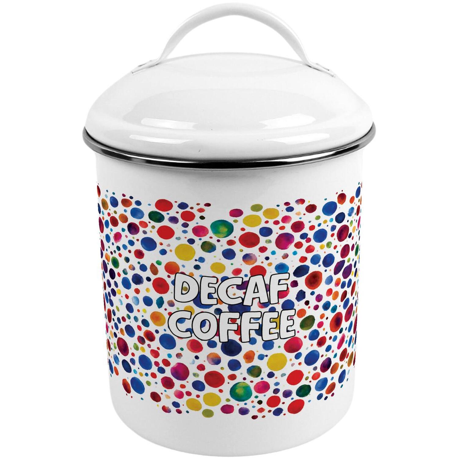 B&Q - Paint Dots Decaf Coffee CanisterMetal Kitchen Storage Container - Image 2