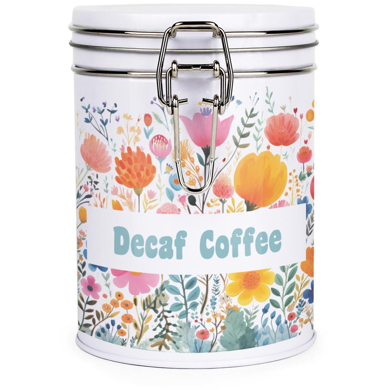 B&Q - Bright Floral Clip-Lid Kitchen Storage CanisterDecaf Coffee - Image 2