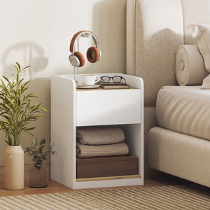 HOMCOM Bedside Table with Drawer and Open Shelf
