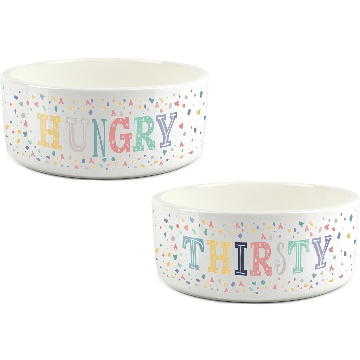Colourful Speckles Pet Bowl Set - Large Ceramic Food/Water Dish Gifts for Dogs - Image 3
