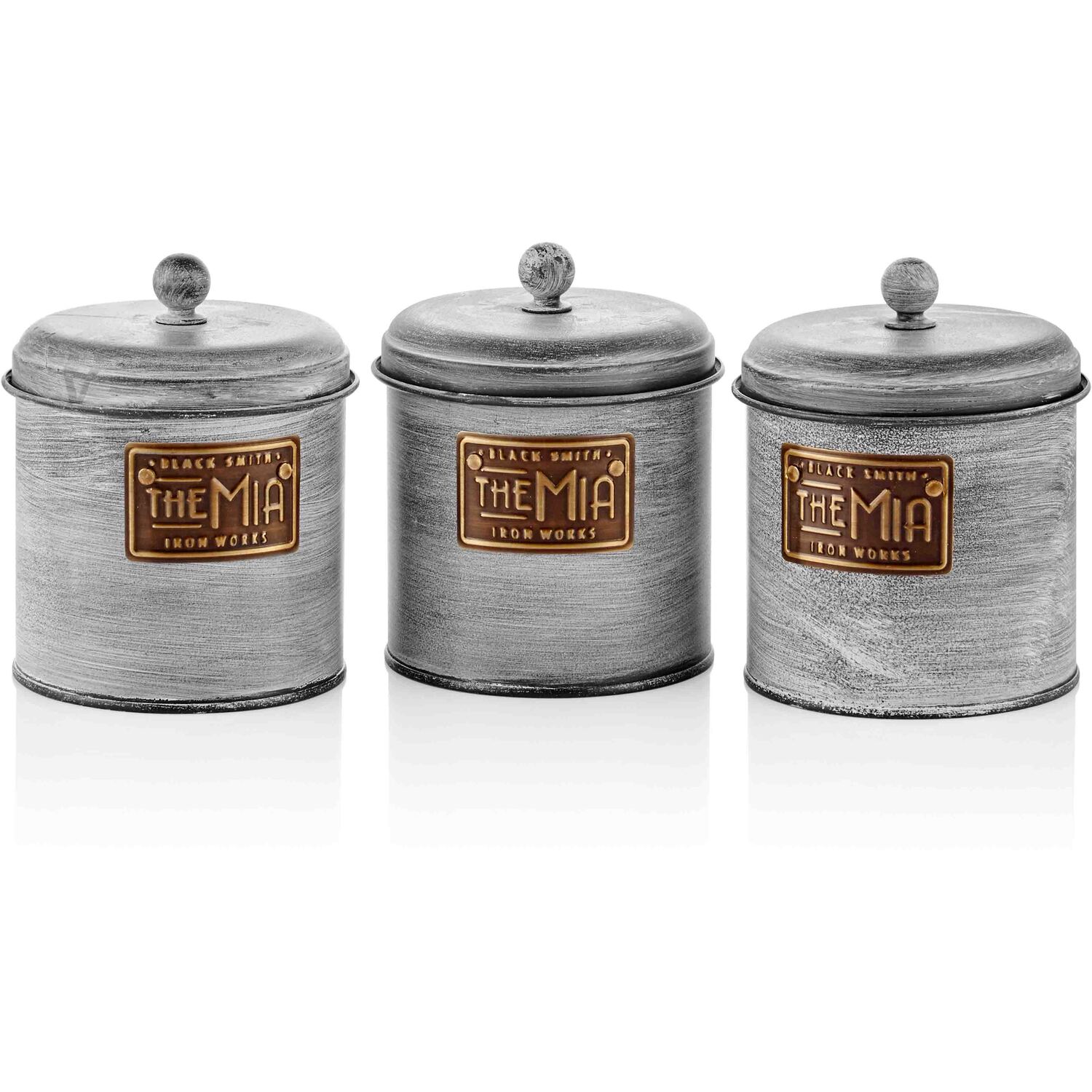 The Mia Stone Series Coffee, Tea and Sugar Jar Set - Grey / 17cm