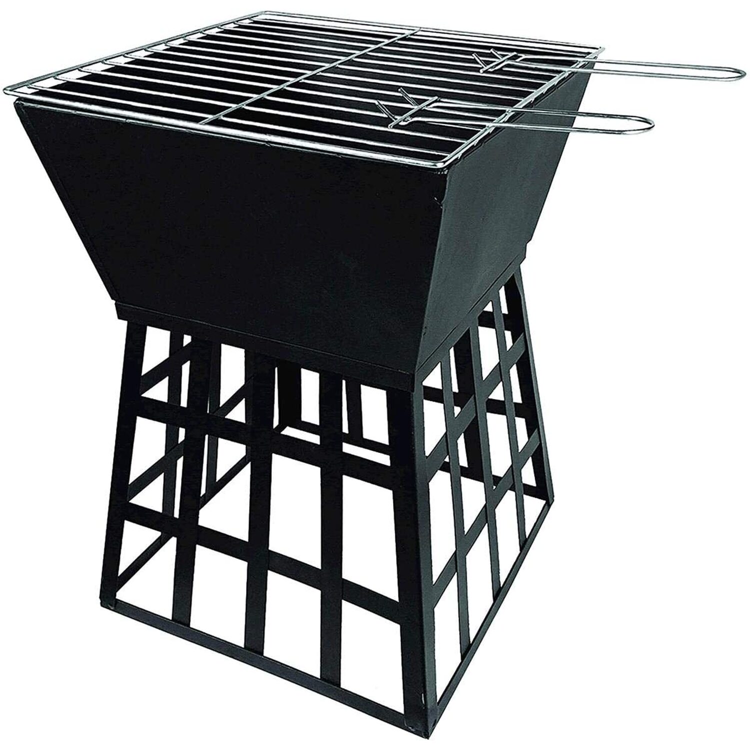 Redwood 33cm x 33cm Outdoor Garden Square Fire Pit Heater - Black