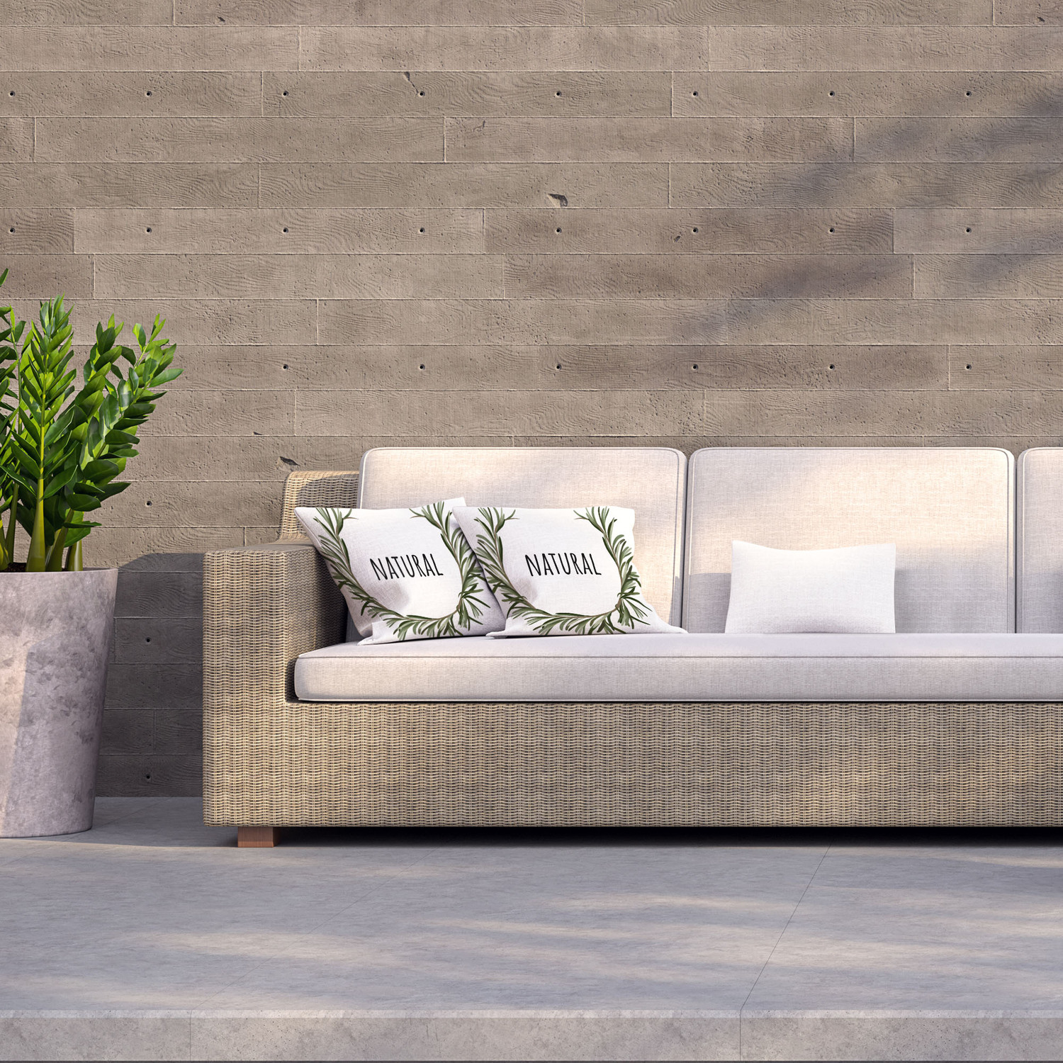 Natural Outdoor Cushion - Green / 60cm