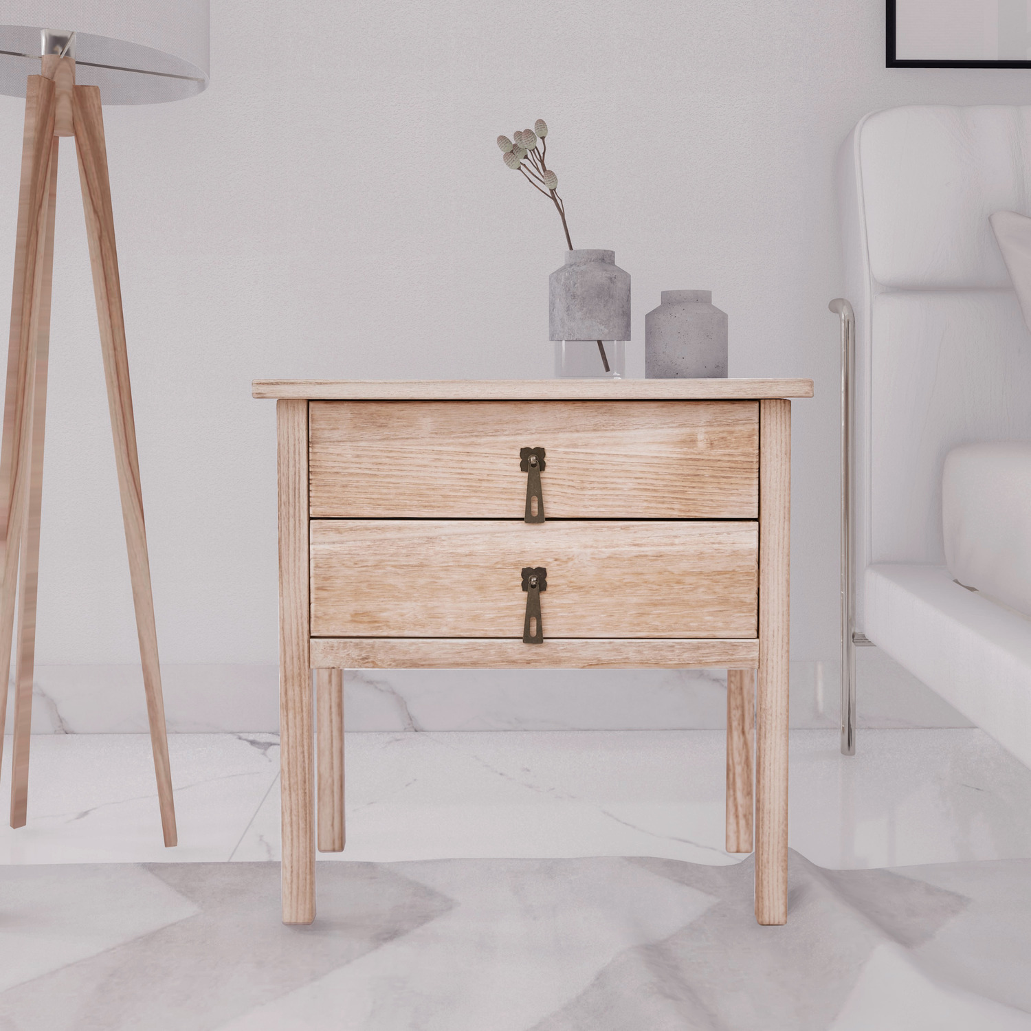 Cabinet Bits - Portofino 2 Drawer Bedside Cabinet - Brown thumbnail