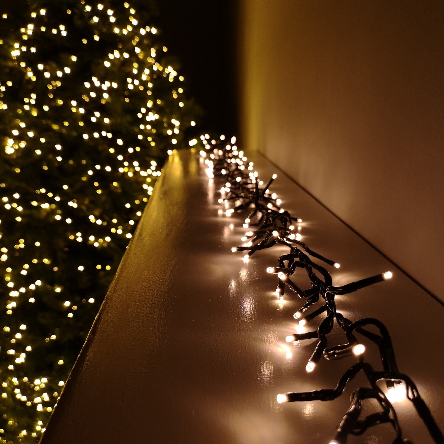 LED Christmas Multi Function Cluster Lights with Timer - Vintage Gold
