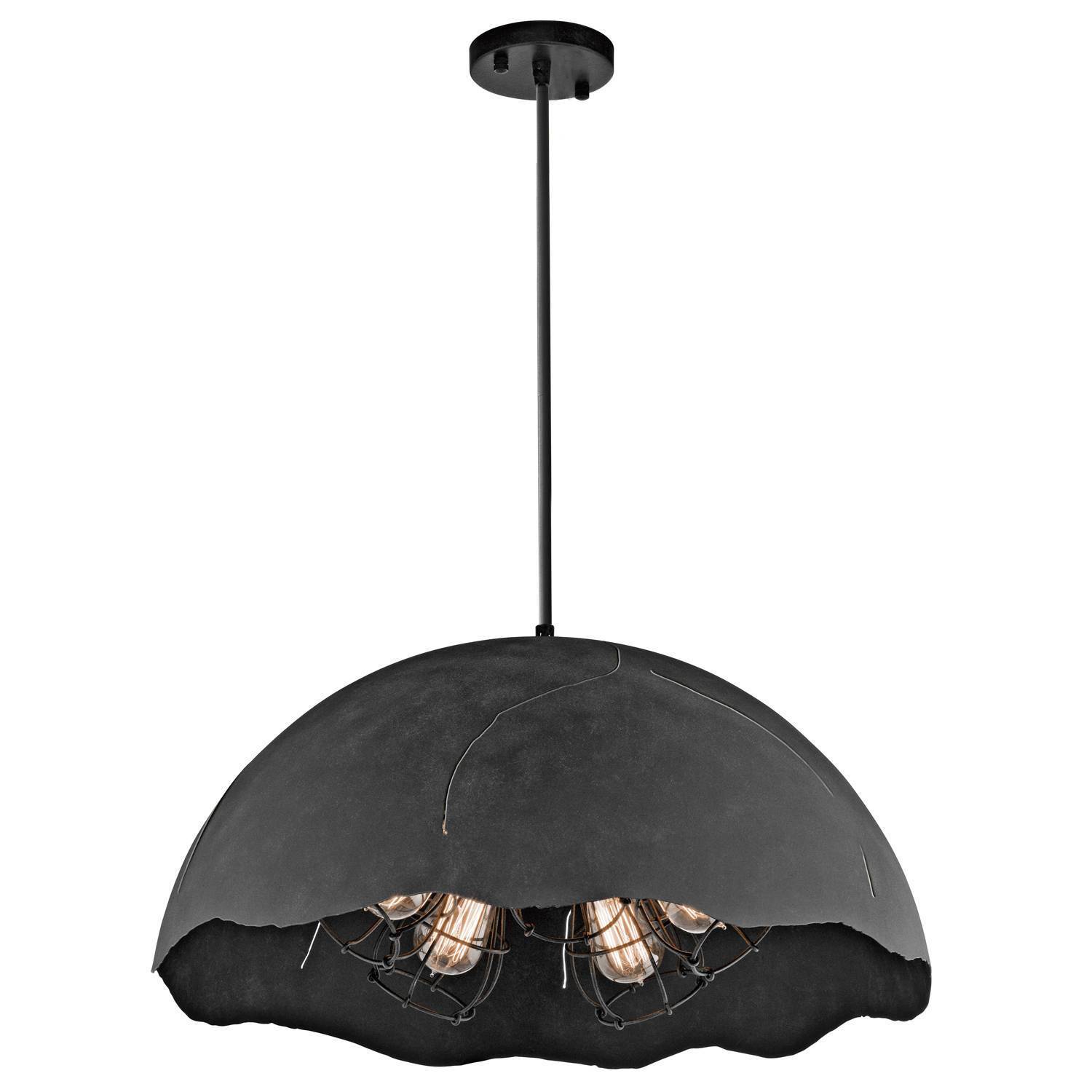Fracture 5 Light Dome Ceiling Pendant Weathered Zinc, E27 - Weathered Zinc