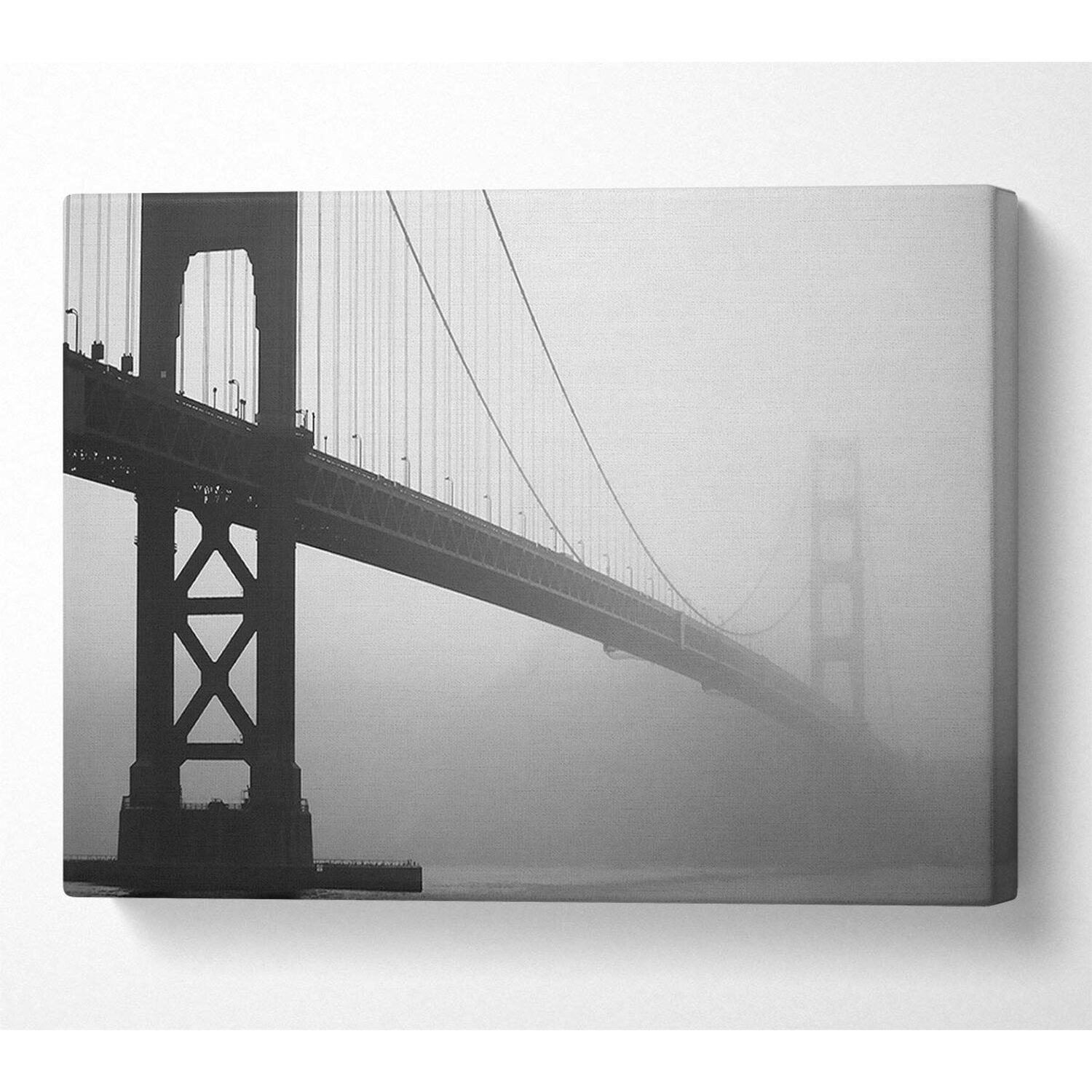 Wallart-Direct - Golden Gate In Fog Canvas Print Wall Art - Yellow / 101.6cm thumbnail