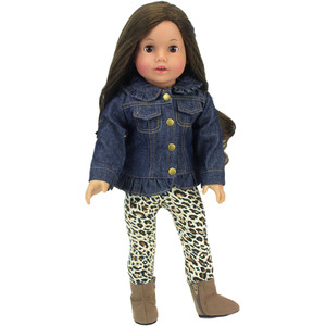Sophias Teamson Jeansjacke Mit Regenbogen Für 18-Zoll-Puppen – Blau, Mit Golddetails, Für Viele Puppenmarken