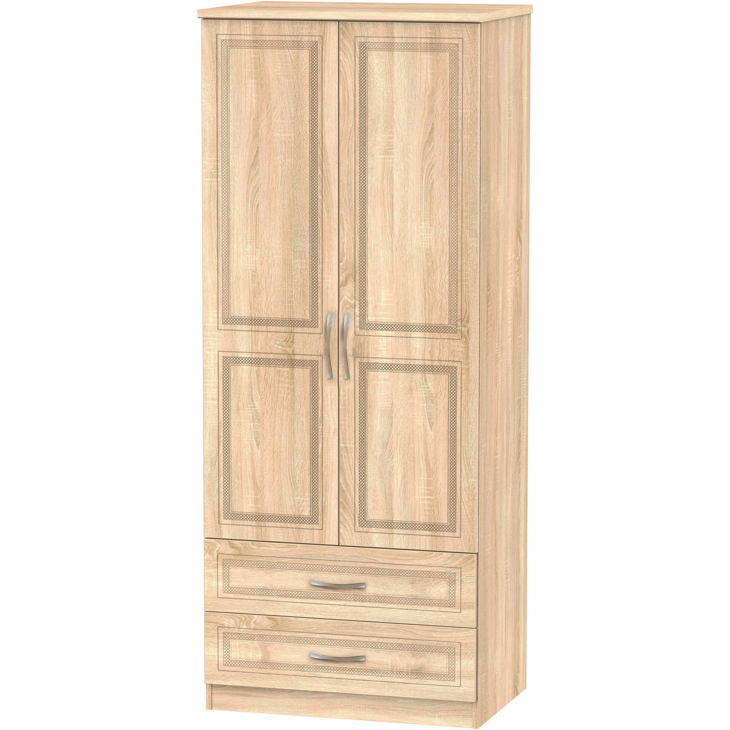 Dorset Ready Assembled 2ft6in 2 Drawer Wardrobe - Bardolino Oak