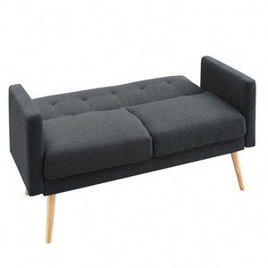 Lang 3 Seater Sofa Bed Fabric With 2 Matching Bolster Cushions and Wooden Legs