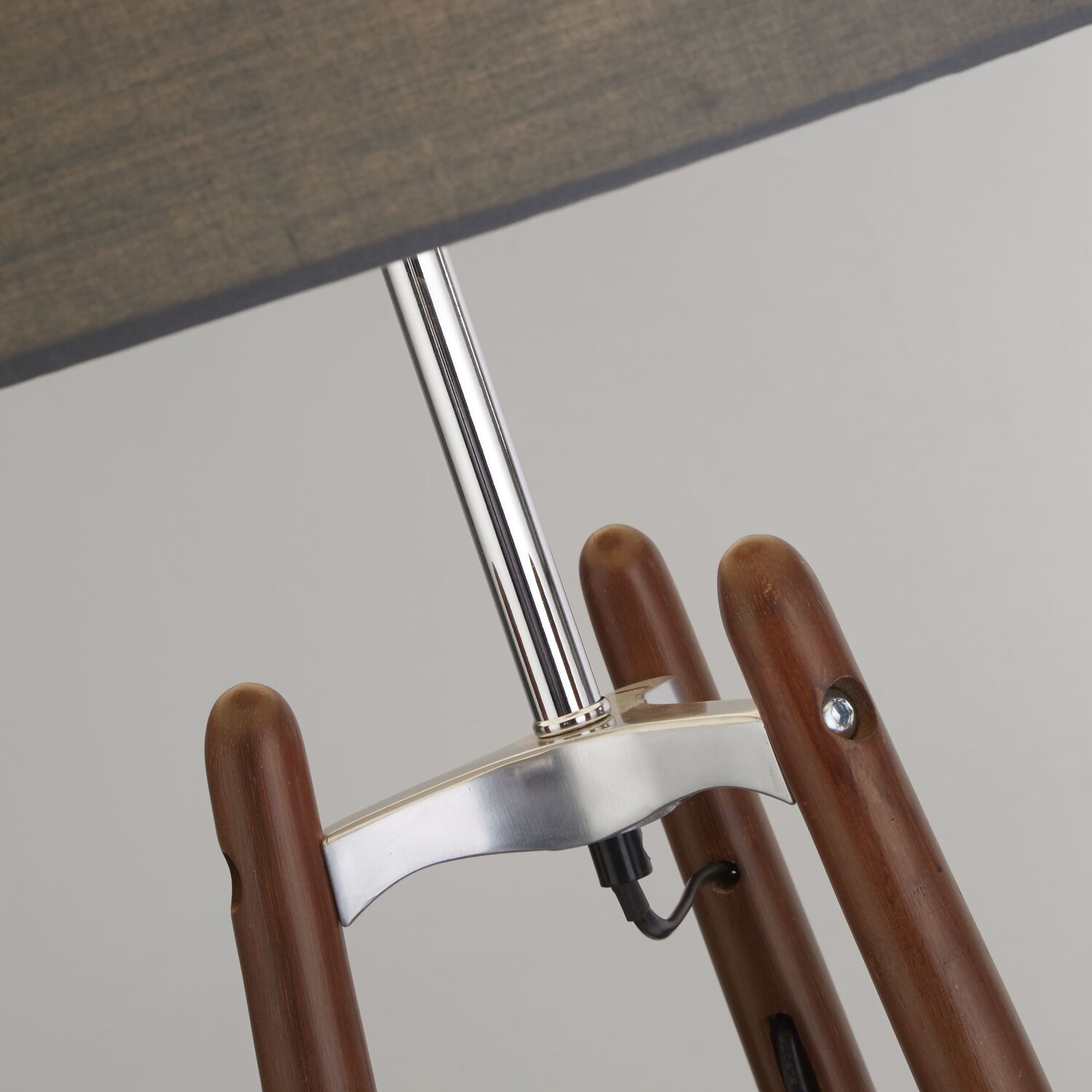 Mahogany Shelf Floor Lamp With Dark Grey Shade - Brown