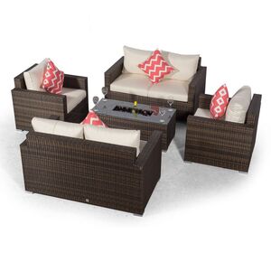 Giardino Sydney 6 Seater Rattan Sofa Set with Drinks Cooler Coffee Table