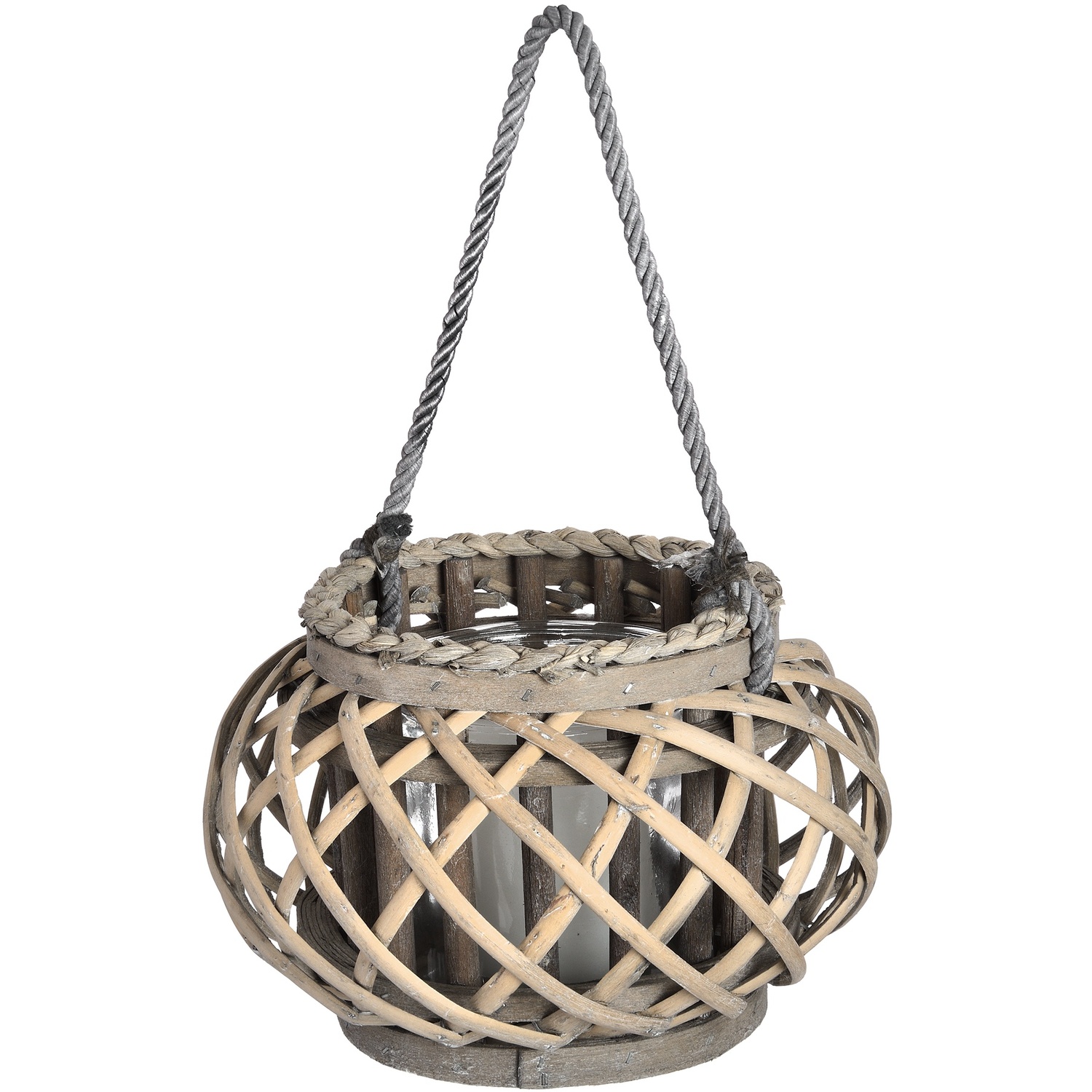 Image of Rustic Decor Small Wicker Basket Lantern&hellip;