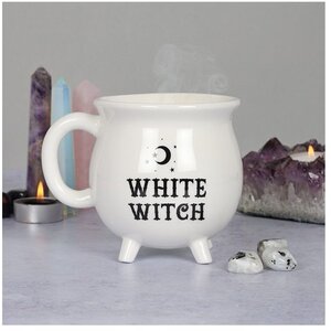 Cauldron Mug with 'White Witch' Text
