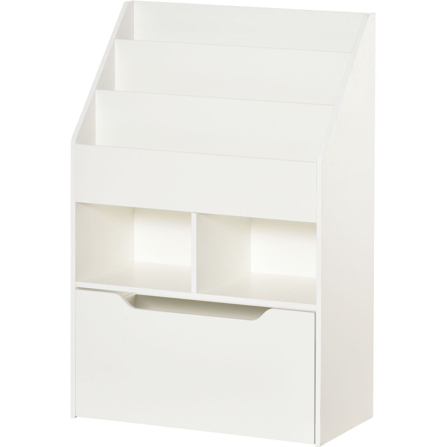 Homcom Kids Bookshelf With Storage Drawer Bookcase With Wheels - White