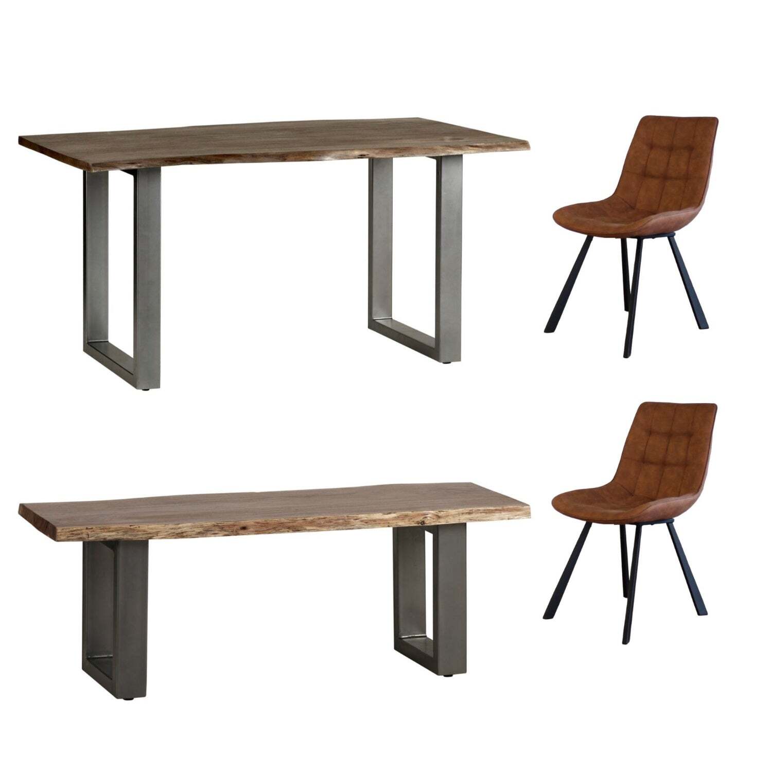 Grey Essential Medium Dining Table 1 5m Set 2 Chairs 1 Bench - Light Wood