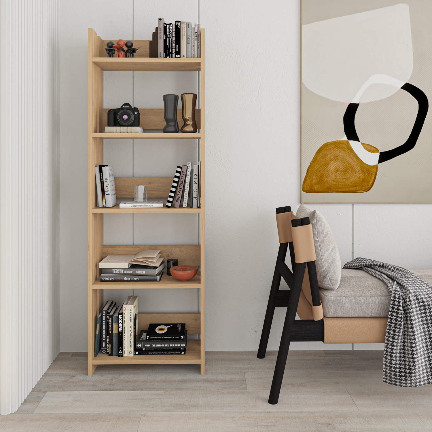 Decortie - Massimo Modern Bookcase Display Unit - Oak - Oak thumbnail