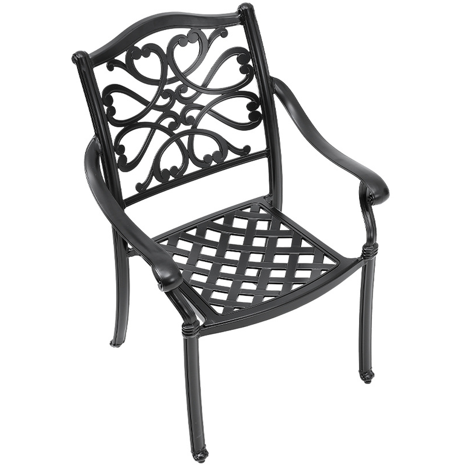 Set Of 4 Outdoor Cutout Garden Chairs With Cushions - Black