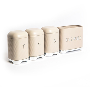 Lovello Textured Sugar, Coffee and Tea Canister Sets