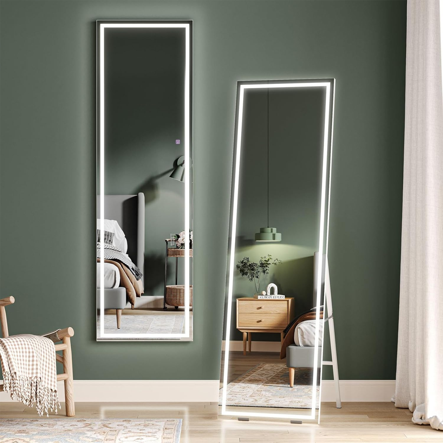 STACCATOAS - LED Free Standing Floor Mirror - White thumbnail