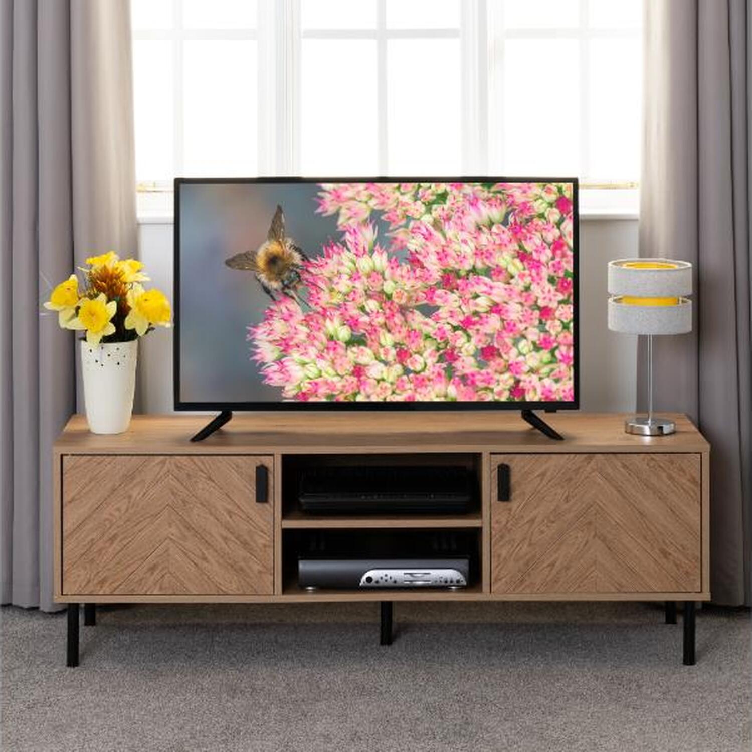 Leon 2 Door Tv Unit - Medium Oak