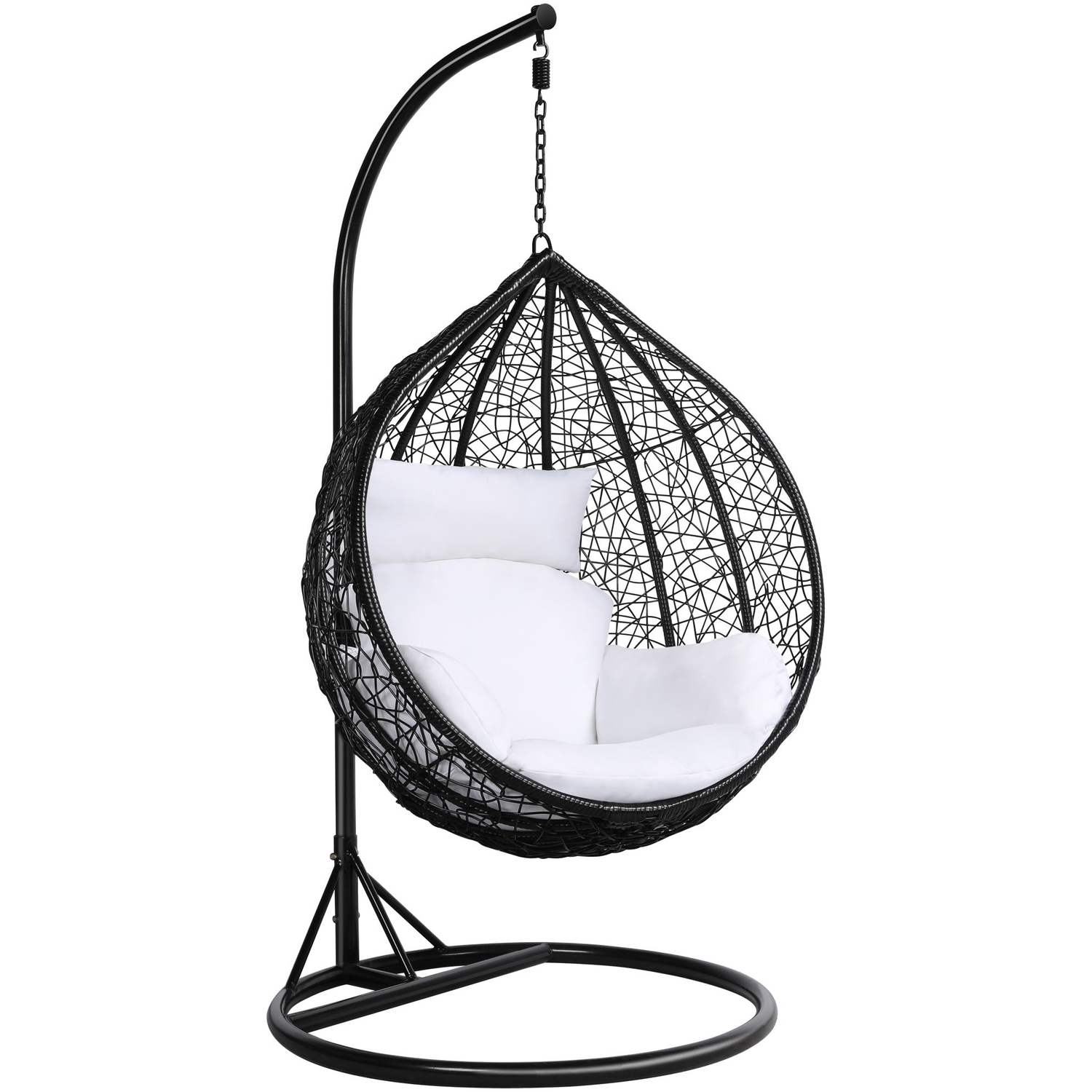Garden Outdoor Indoor Swing Chair With Cushion - Black