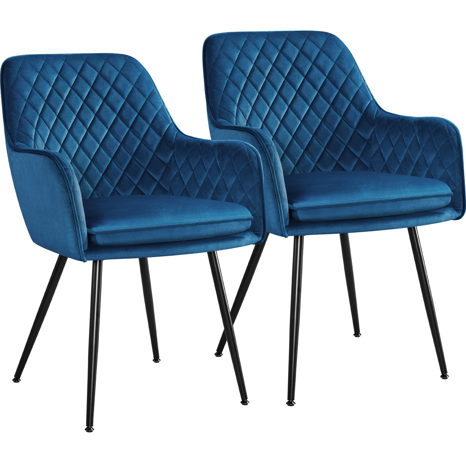 Yaheetech 2pcs Velvet Fabric Dining Chairs Kitchen Chairs - Blue