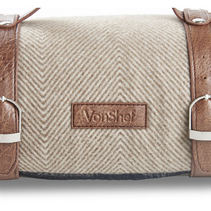 Beige / 180cm Picnic Blanket with Faux Leather Carry Handle shot 5183410