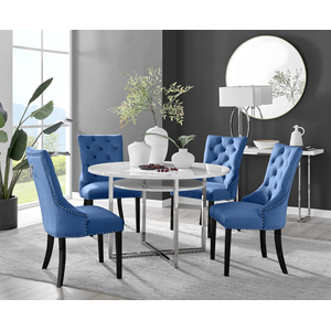 Blue Adley White High Gloss Storage Dining Table And 4 Belgravia Black Leg Chairs shot 5549699