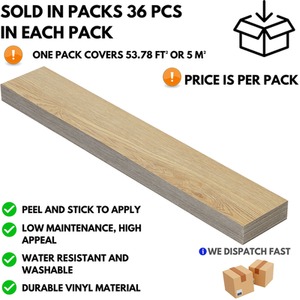 Beige Self-Adhesive Floor Planks Pack of 36 Vinyl Flooring  shot 5718077