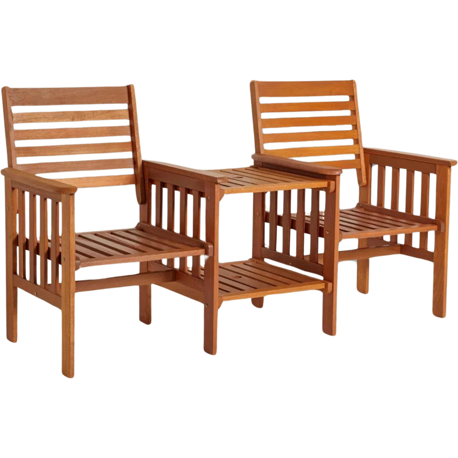 Wooden 2 Seater Outdoor Bench With 2 Tier Table Love Seat