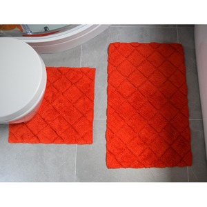 Kyra 2 Piece Bathroom Cotton Mat and Pedestal Set