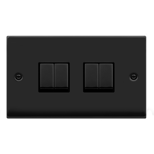Matt Black 10A 4 Gang 2 Way Ingot Light Switch