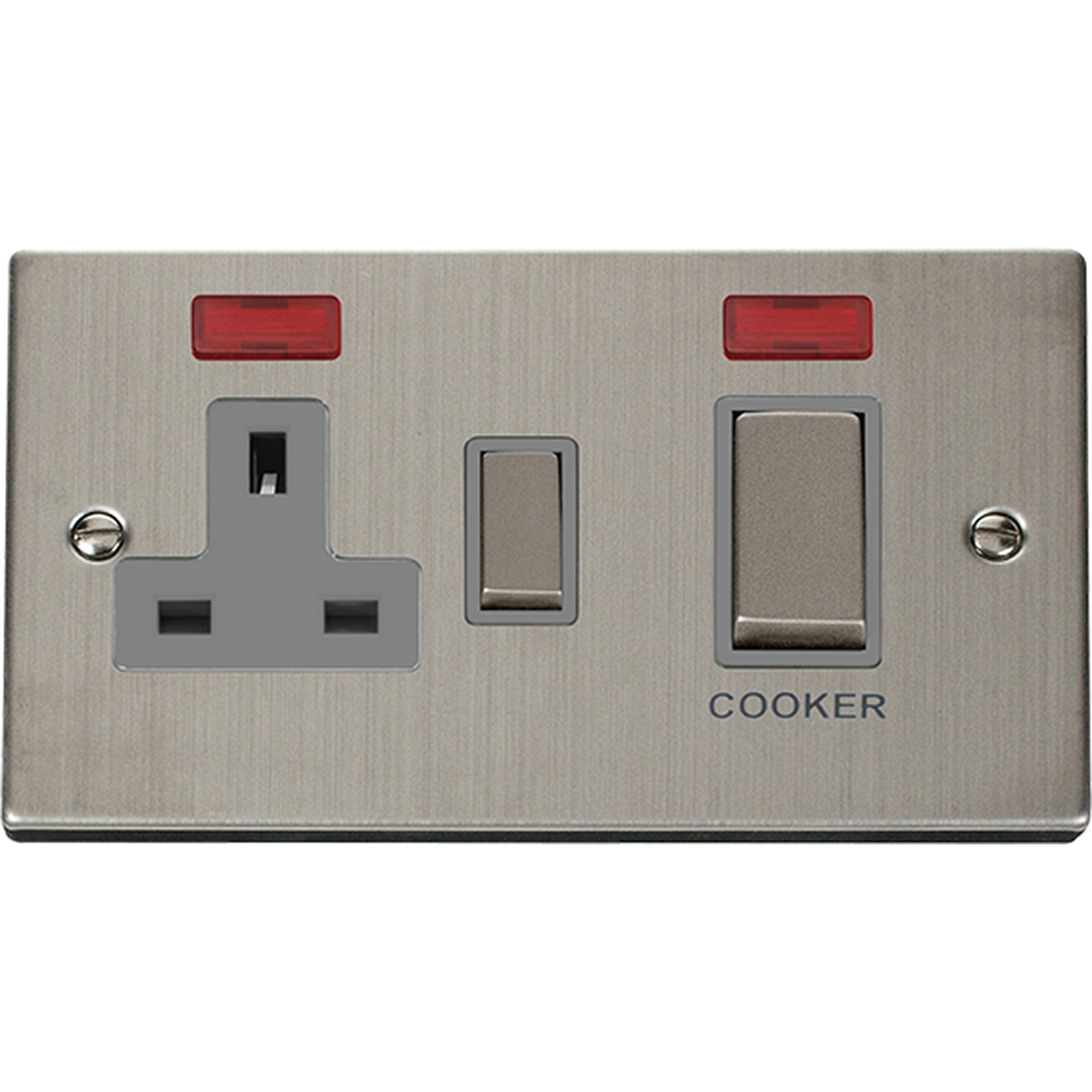 Stainless Steel Cooker Control Ingot 45A With 13A Switched Plug Socket ...