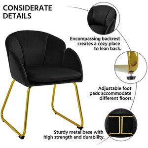 Black Yaheetech Flower Shape Vanity Chair Accent Chair shot 6213454