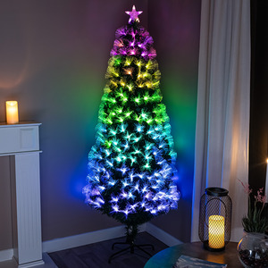 6ft Green Fibre Optic Xmas Tree with Multi Coloured Lights and Remote Control